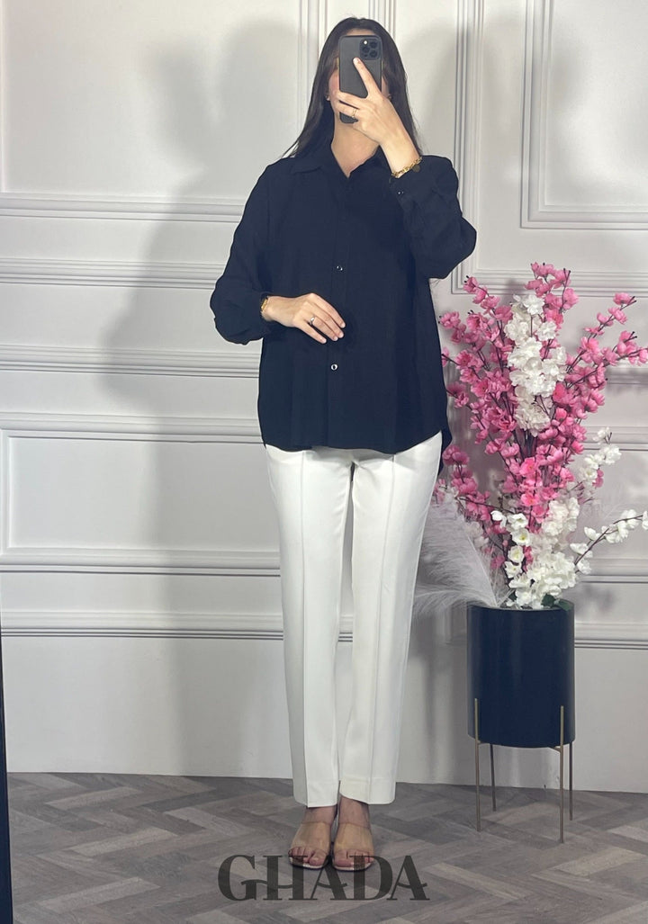 Chemise en lin  - Noir
