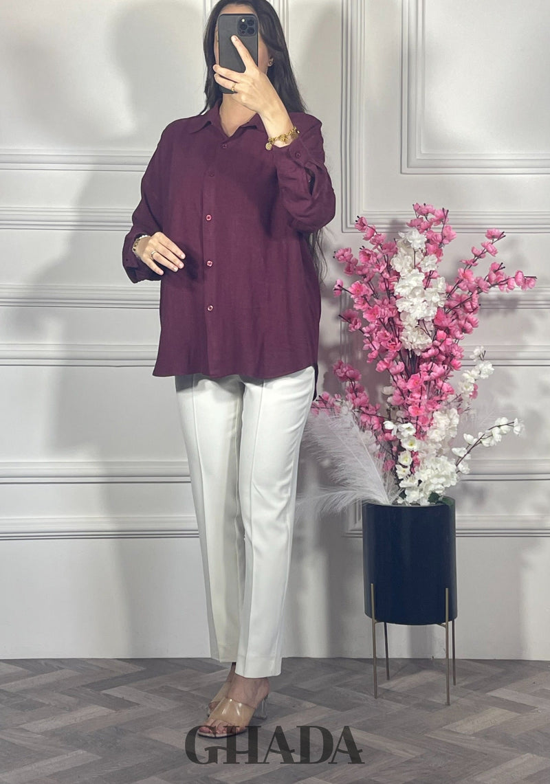 Chemise en lin  - Burgundy