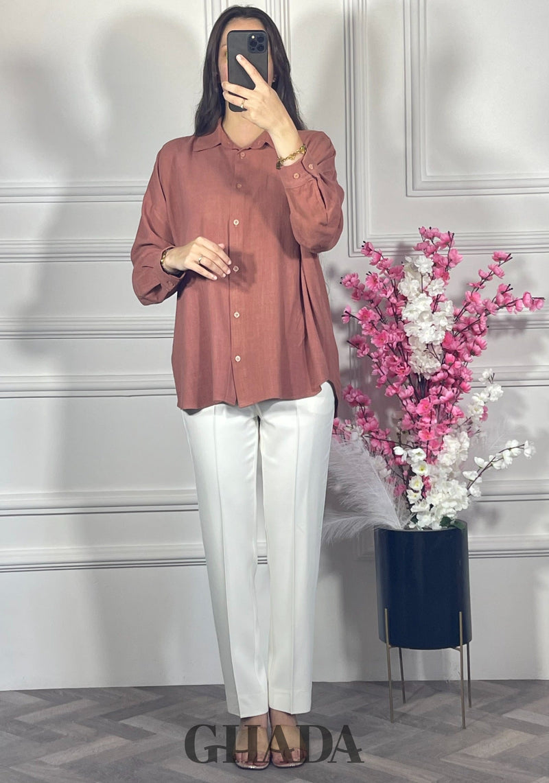 Chemise en lin  - Terracotta poudré