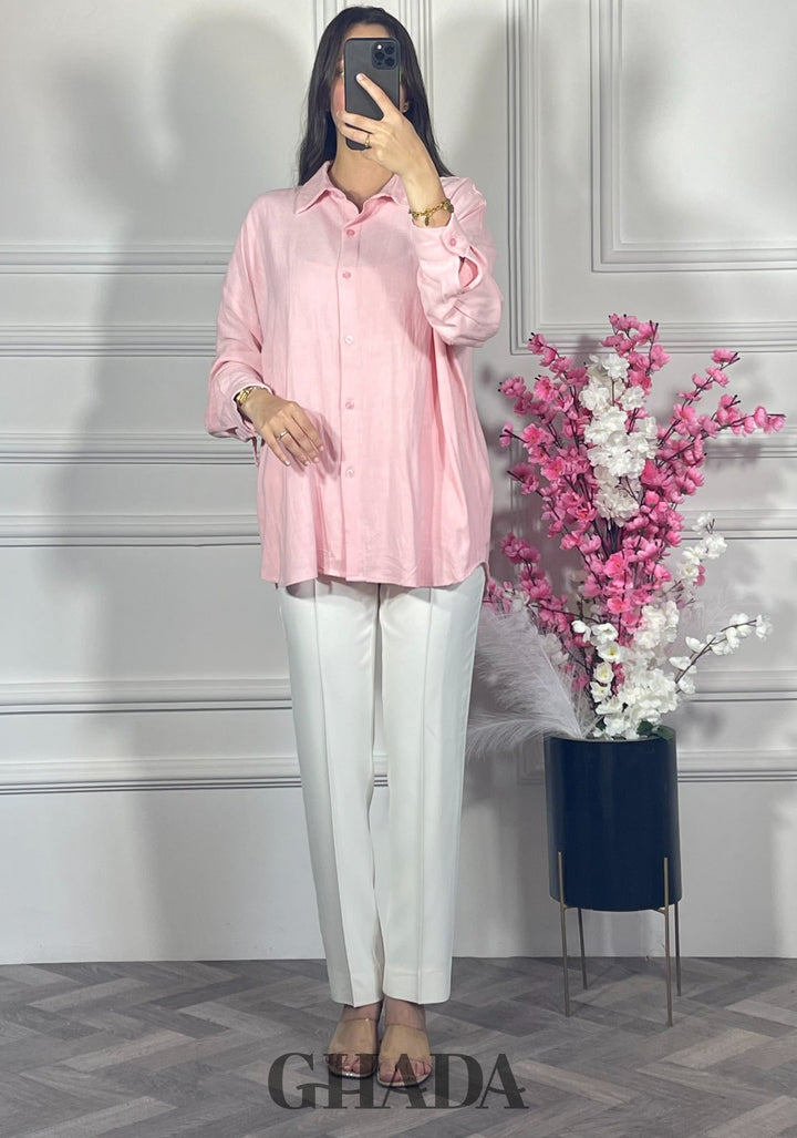 Chemise en lin  - Rose pâle