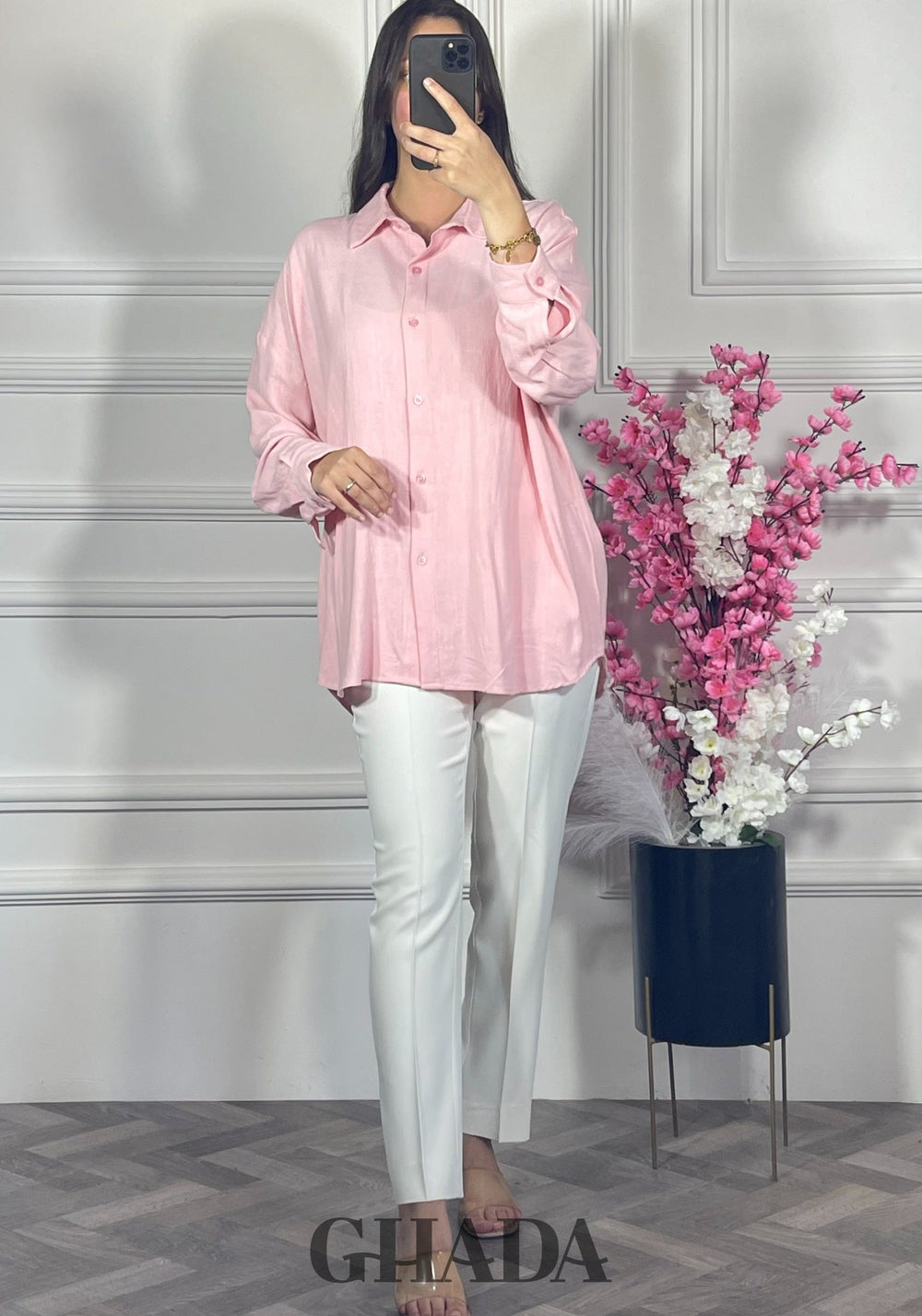 Chemise en lin  - Rose pâle