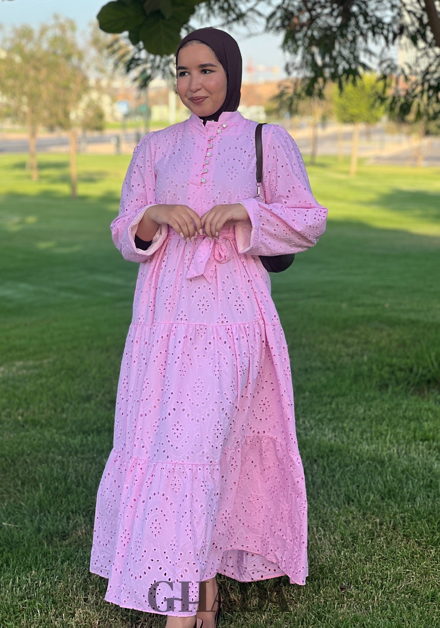 Robe brodée avec doublure - Rose
