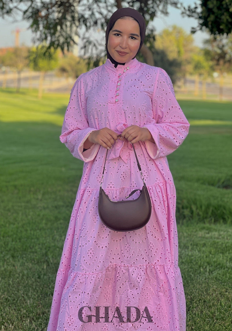 Robe brodée avec doublure - Rose