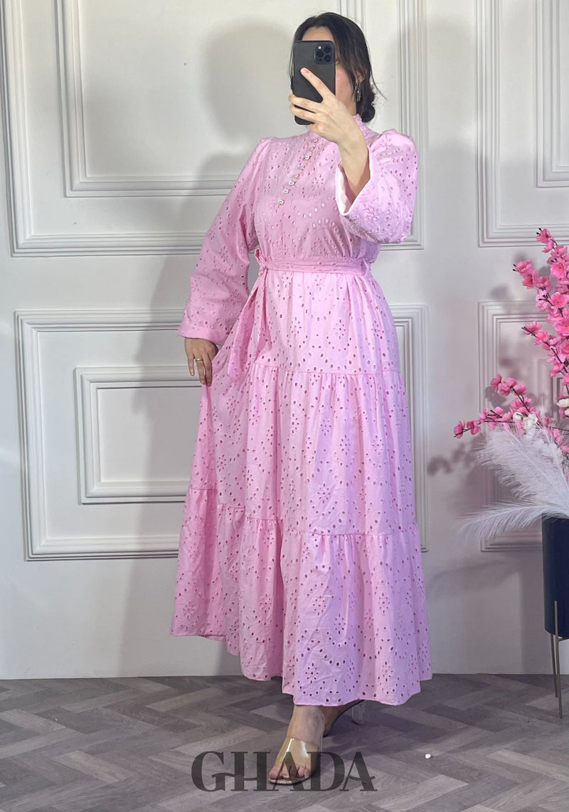 Robe brodée avec doublure - Rose
