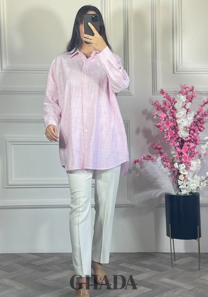 Chemise à rayures boutonnée - mauve clair