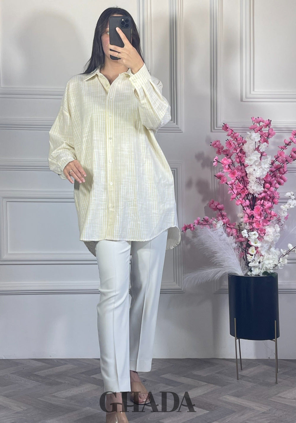 Chemise à rayures boutonnée - Jaune