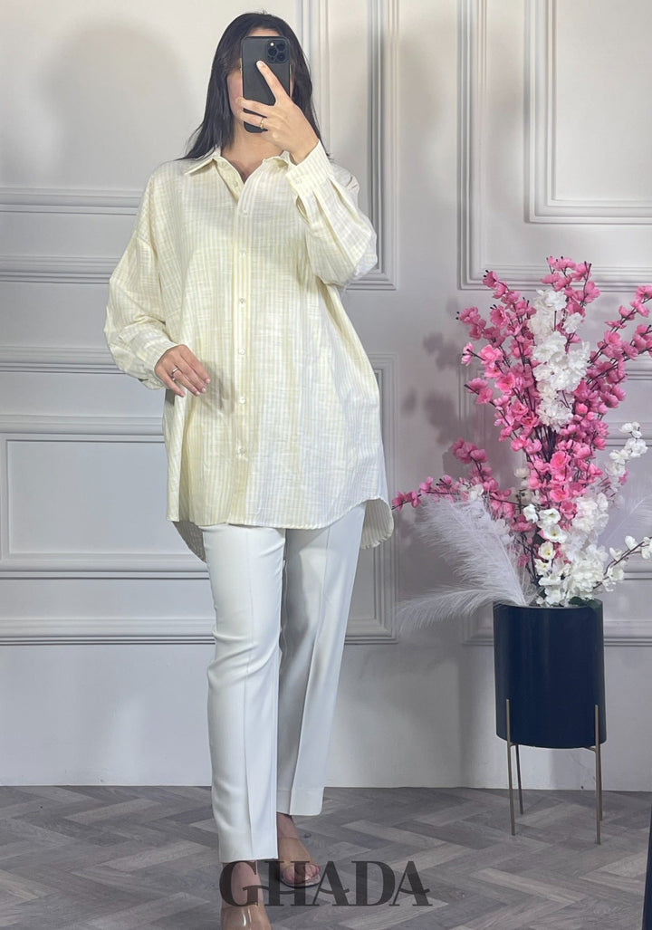 Chemise à rayures boutonnée - Jaune