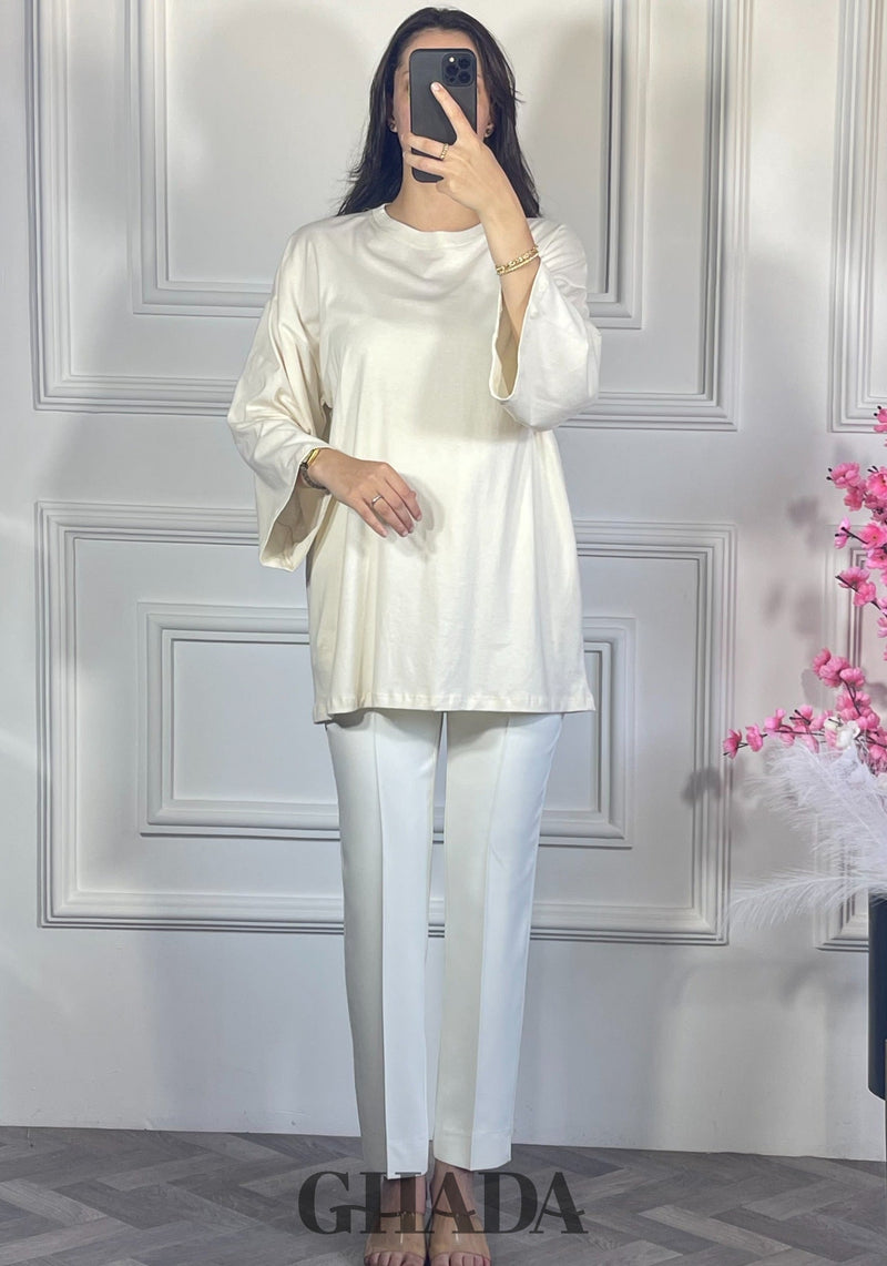 Pull avec manches trois quarts - Blanc cassé