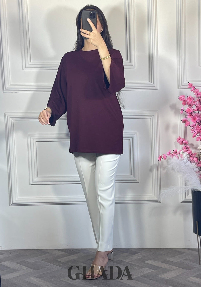 Pull avec manches trois quarts - Mauve
