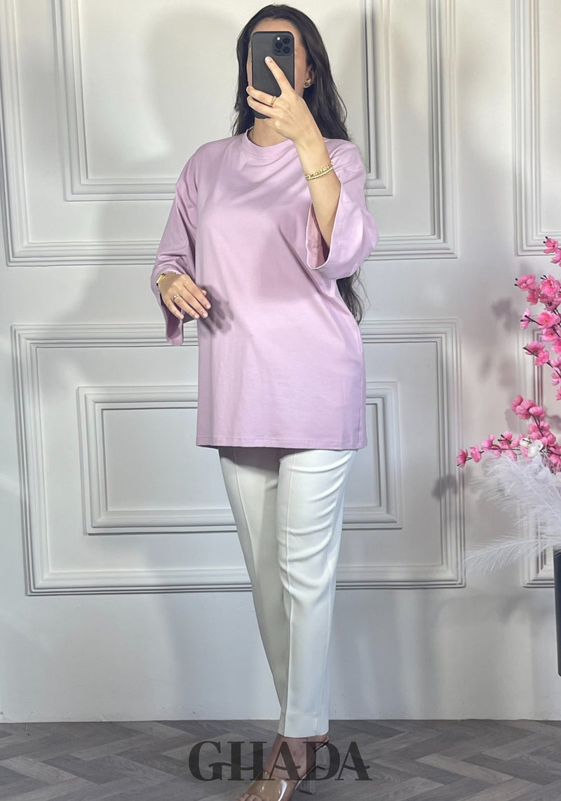 Pull avec manches trois quarts - Mauve clair