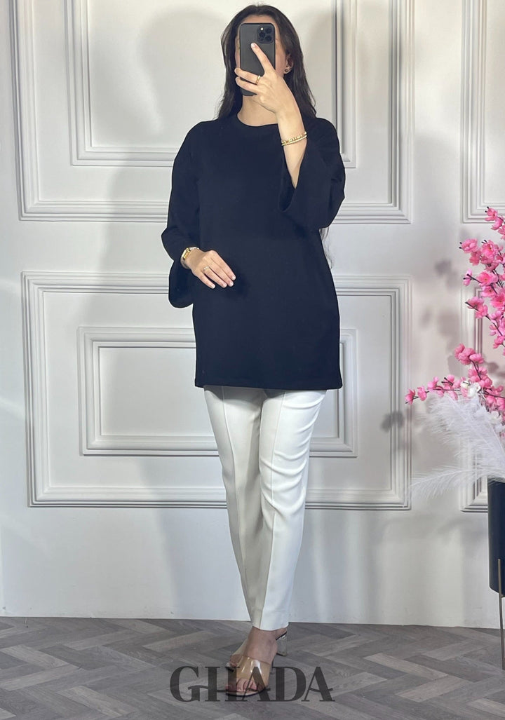 Pull avec manches trois quarts - Noir