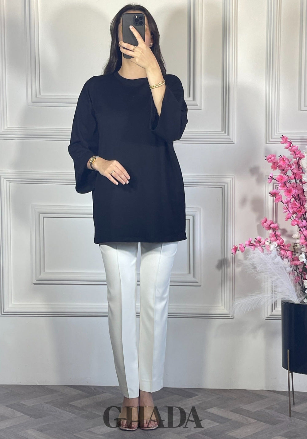 Pull avec manches trois quarts - Noir