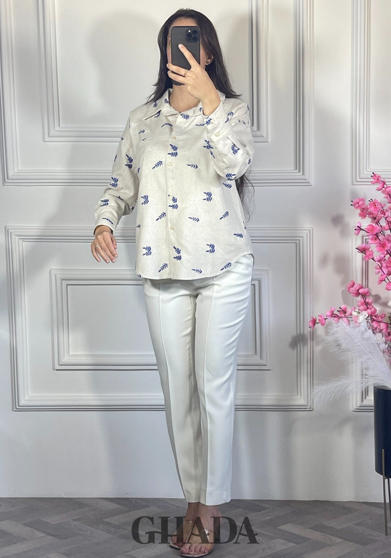 Chemise à motif - Bleu