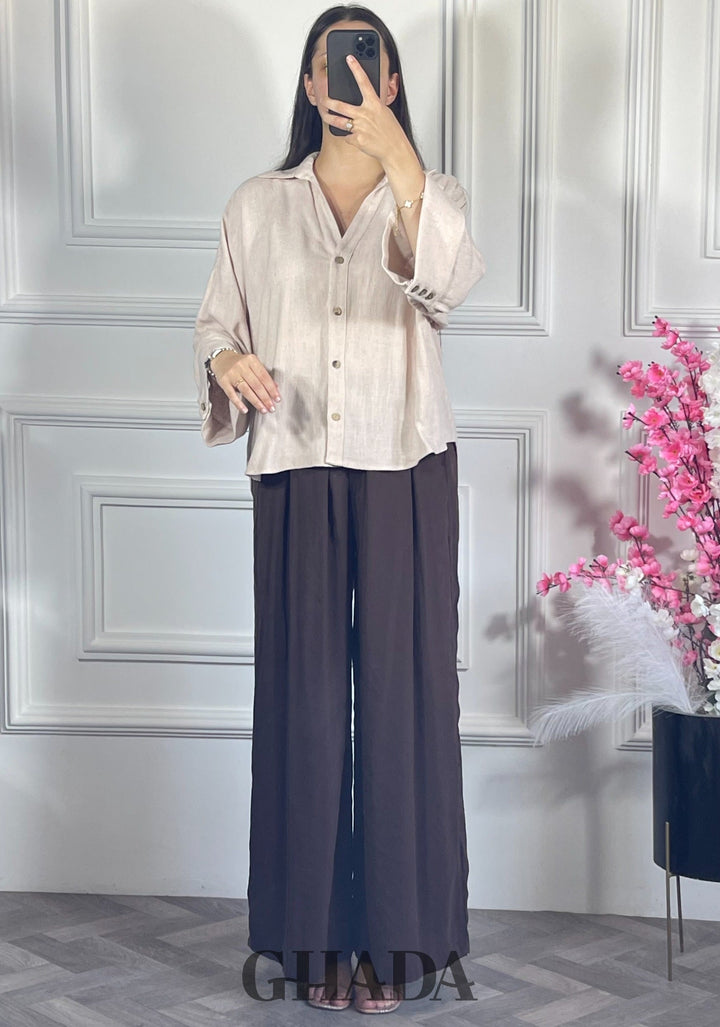 Chemise avec manches trois quarts - Beige