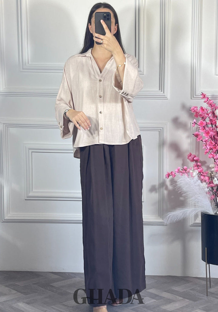 Chemise avec manches trois quarts - Beige