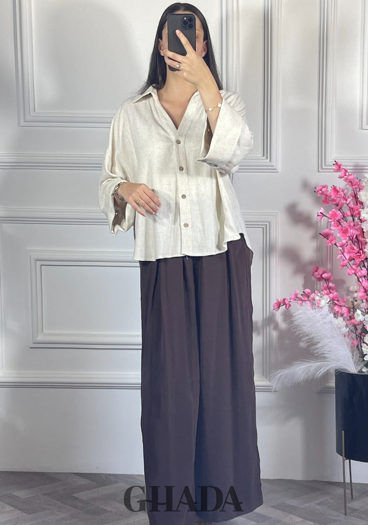 Chemise avec manches trois quarts - Beige sable
