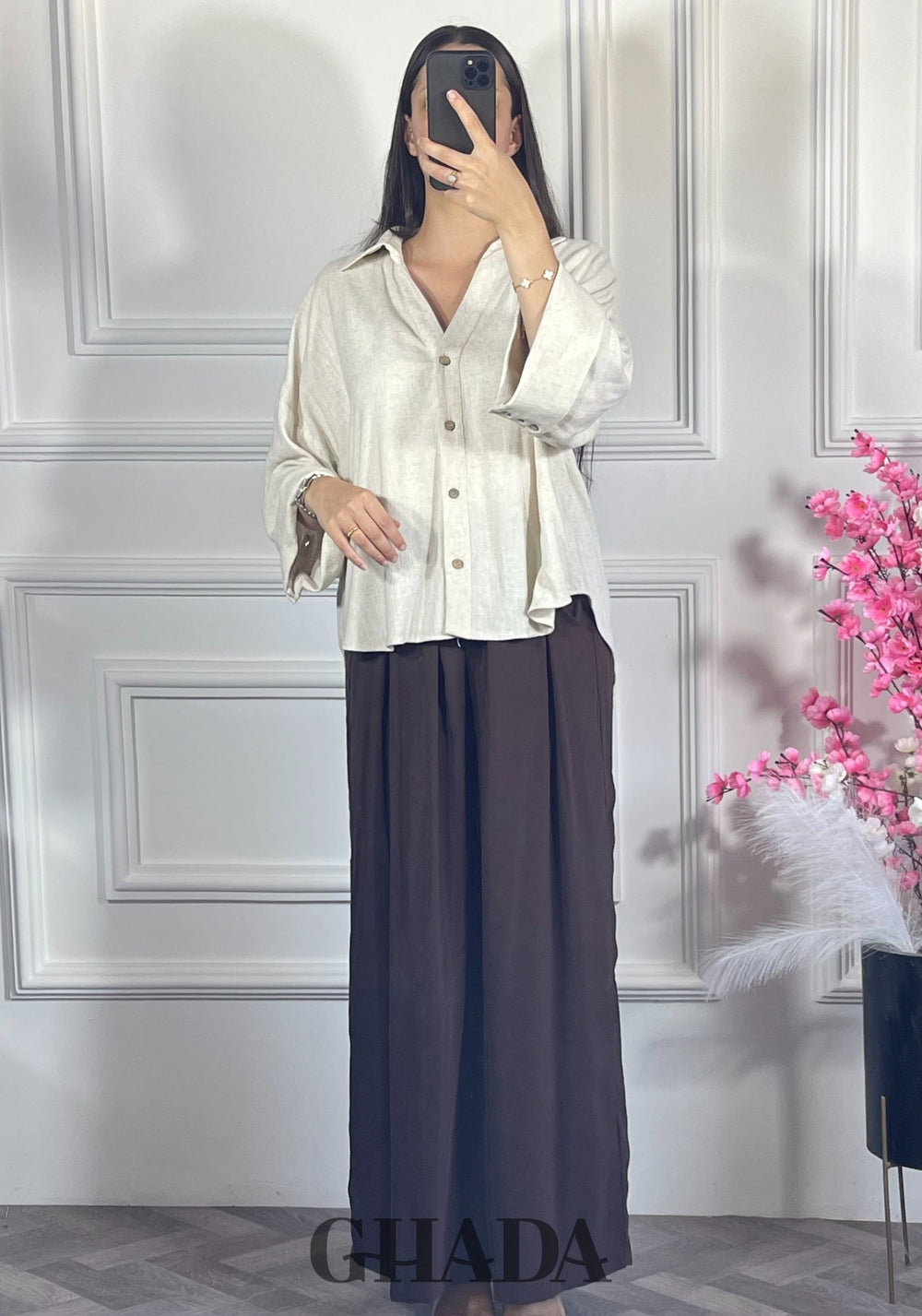 Chemise avec manches trois quarts - Beige sable