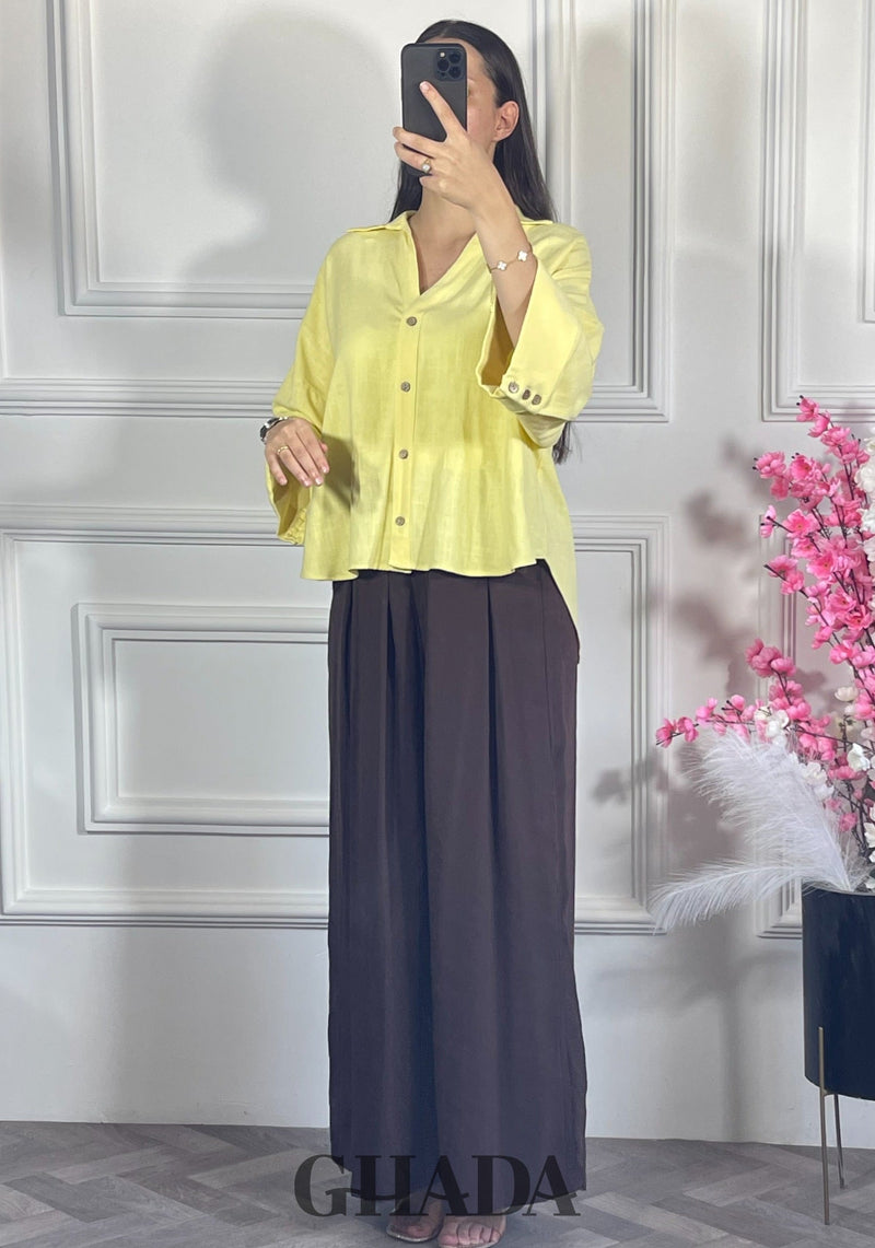 Chemise avec manches trois quarts - Jaune
