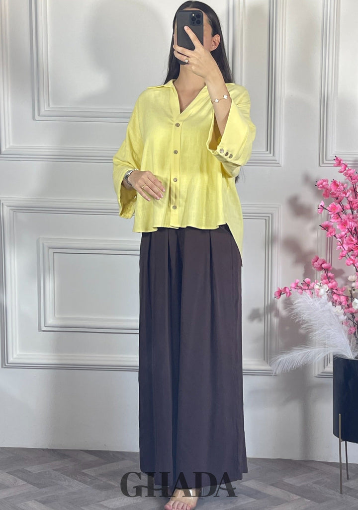 Chemise avec manches trois quarts - Jaune