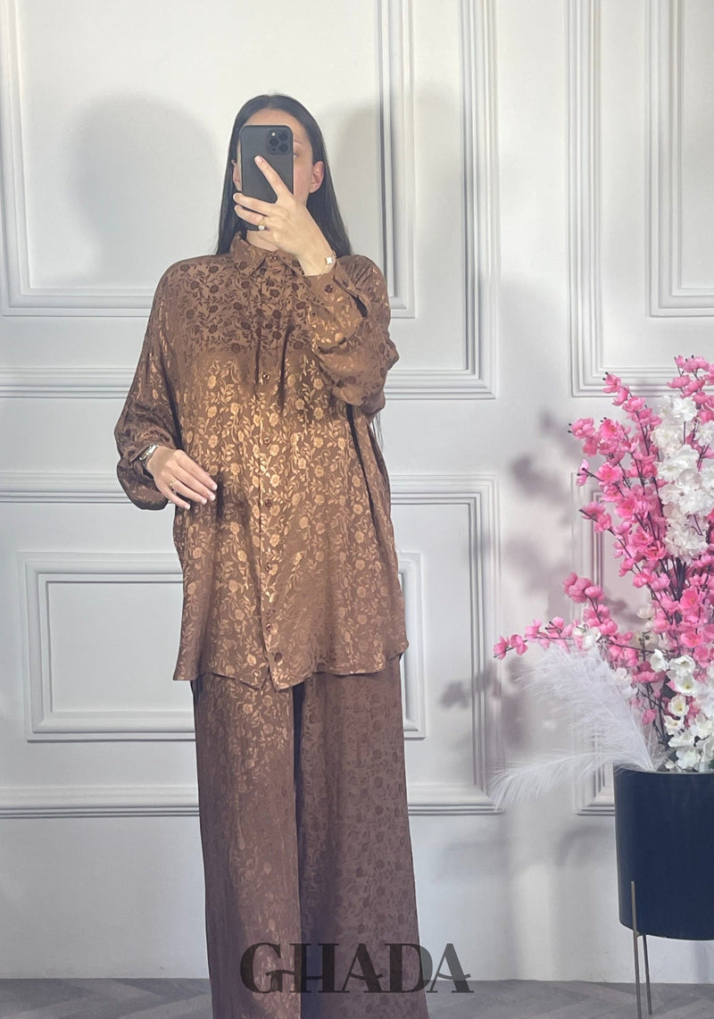 Ensemble avec pantalon à motifs - Marron