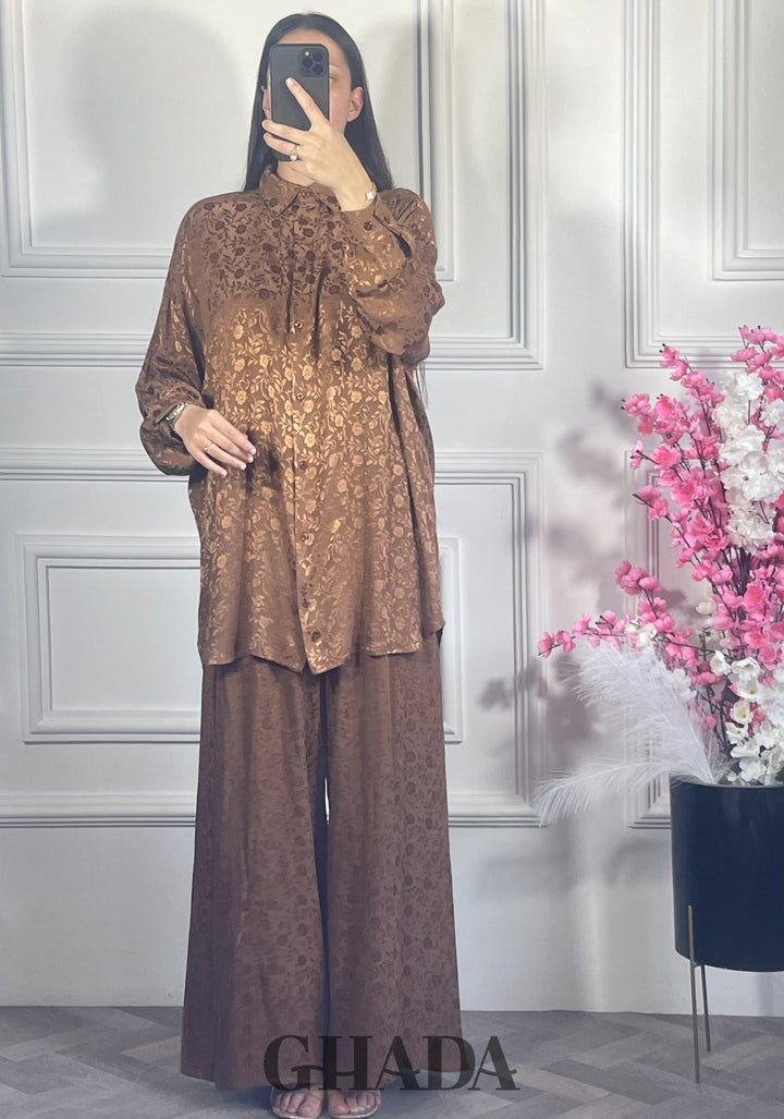 Ensemble avec pantalon à motifs - Marron
