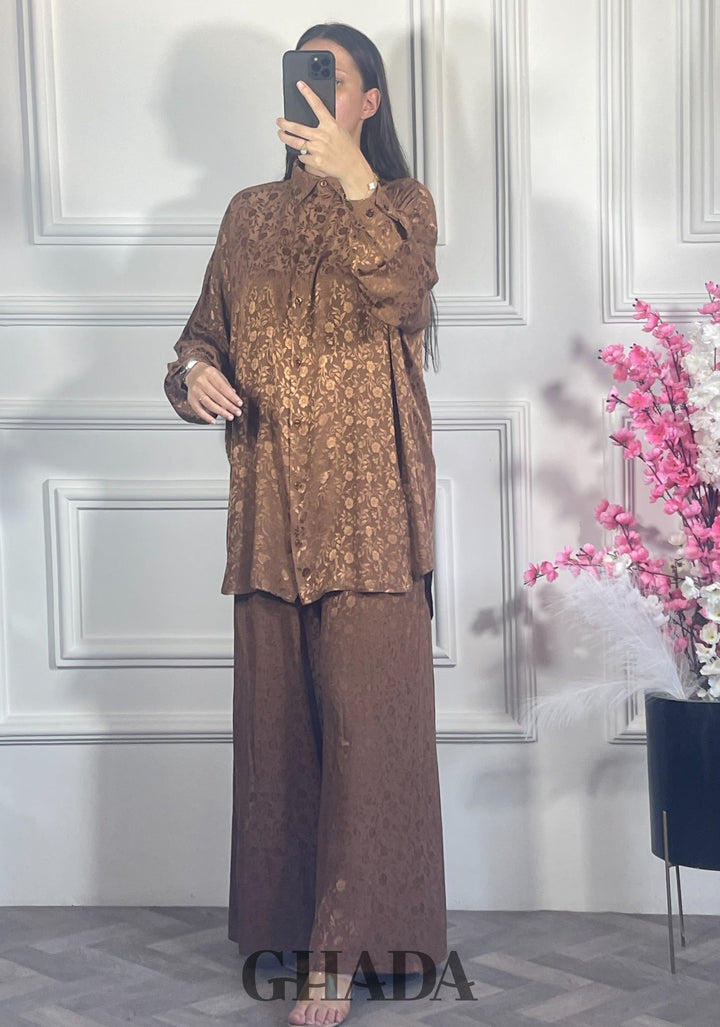 Ensemble avec pantalon à motifs - Marron