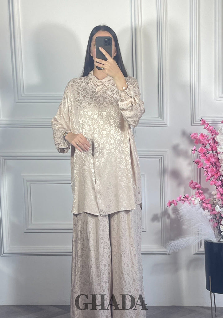 Ensemble avec pantalon à motifs - Beige
