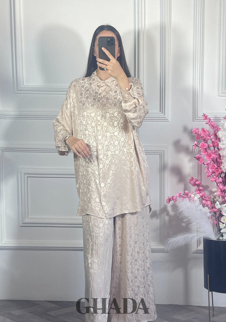 Ensemble avec pantalon à motifs - Beige