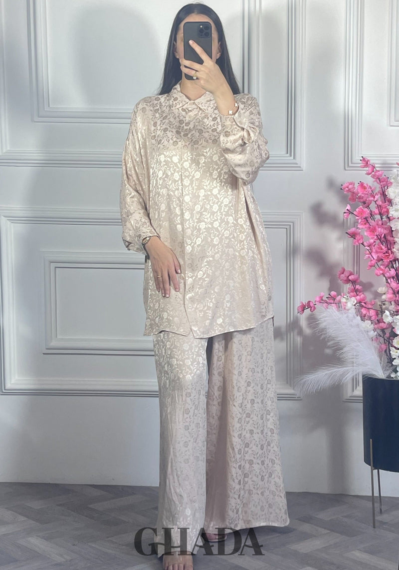 Ensemble avec pantalon à motifs - Beige