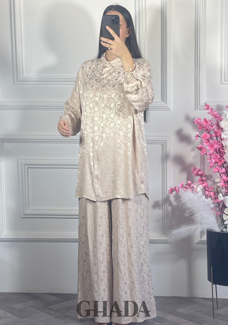 Ensemble avec pantalon à motifs - Beige