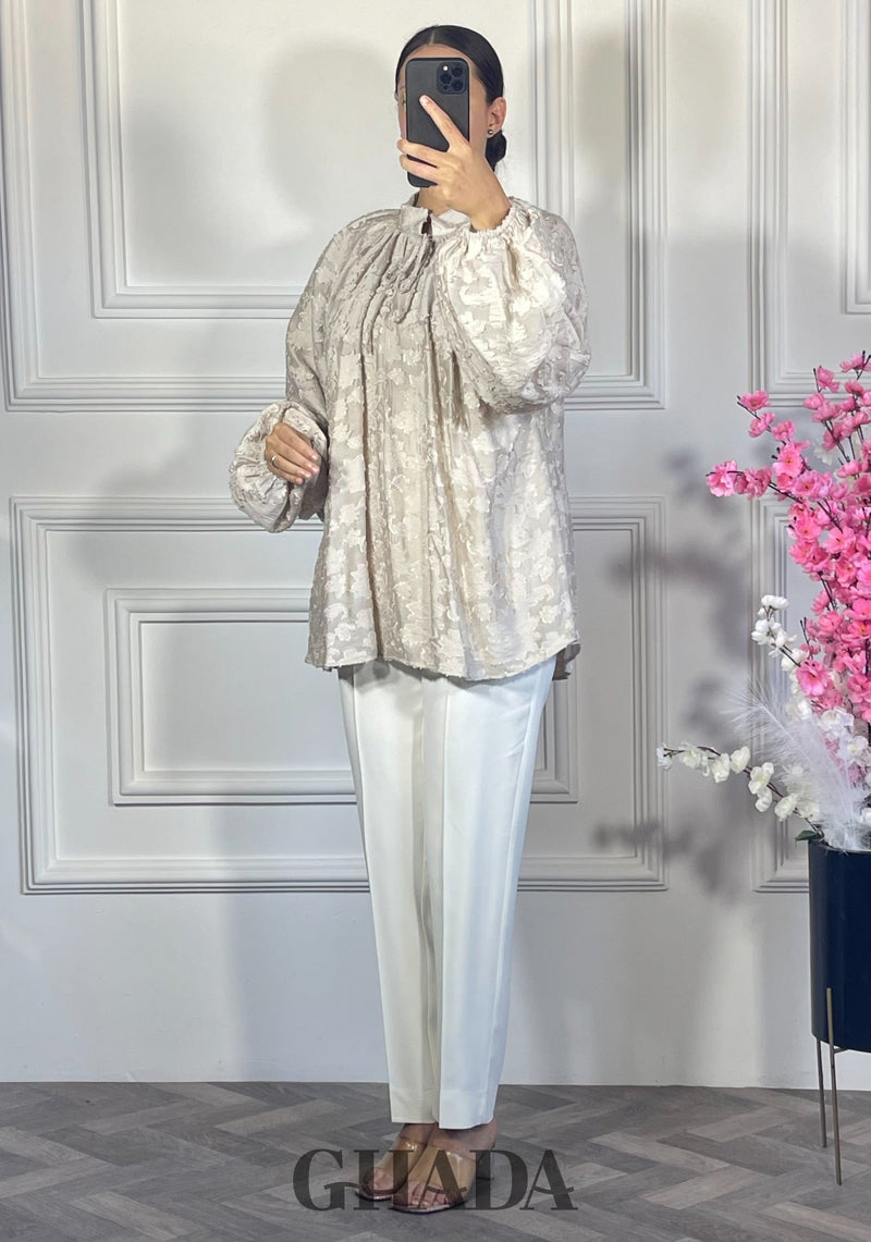 Chemise brodée  - Beige