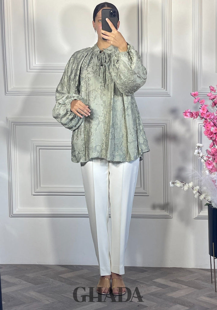Chemise brodée  - Vert olive