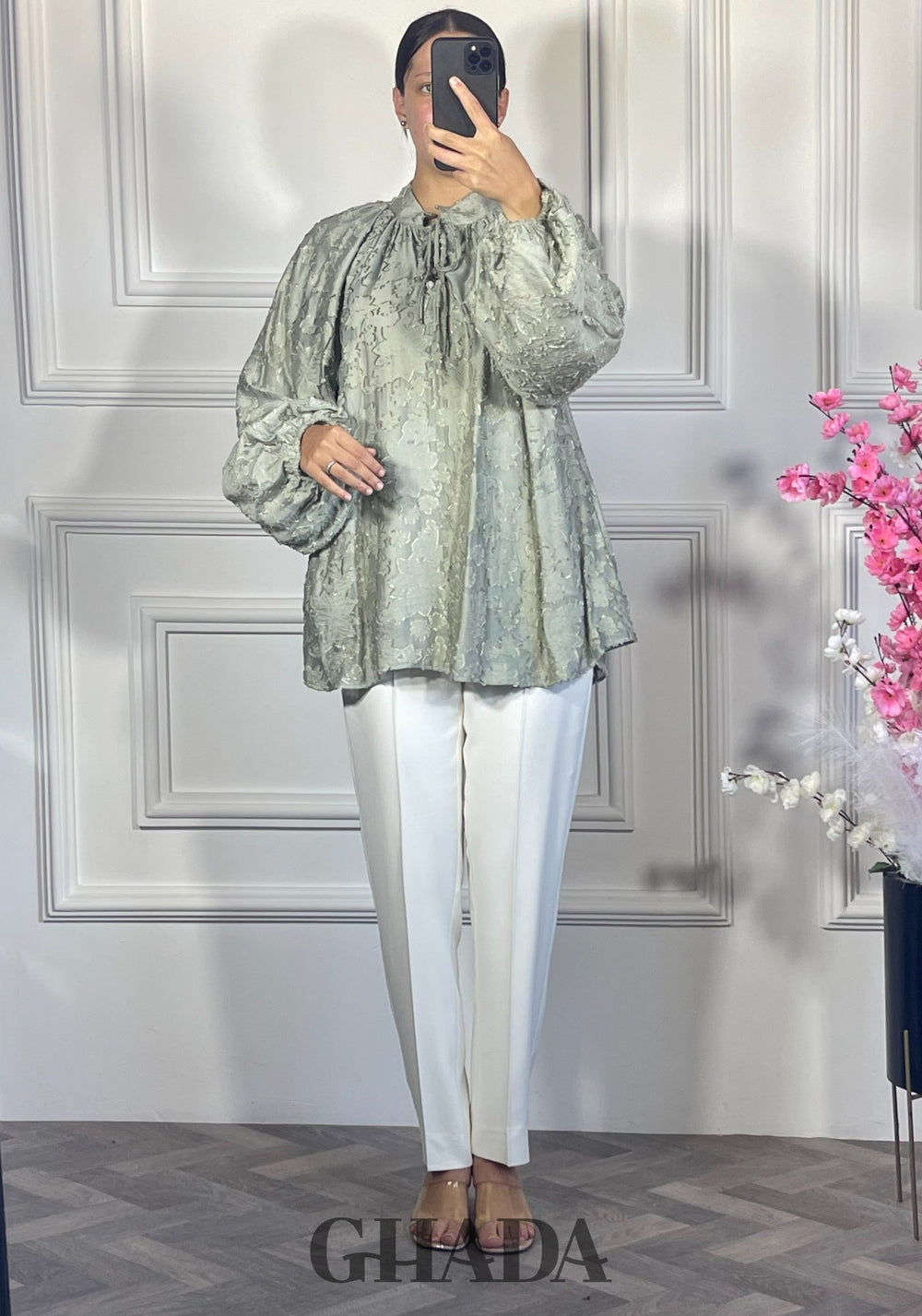 Chemise brodée  - Vert olive