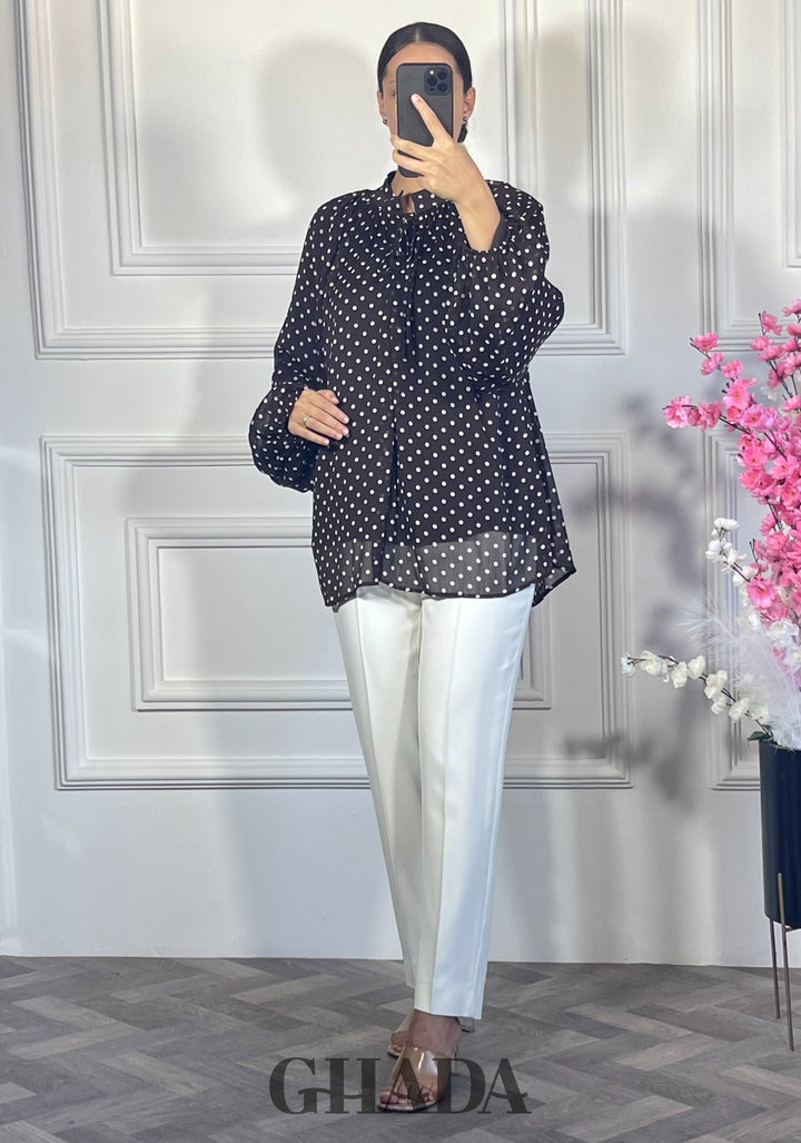 Chemise fluide Polka dot - marron foncé