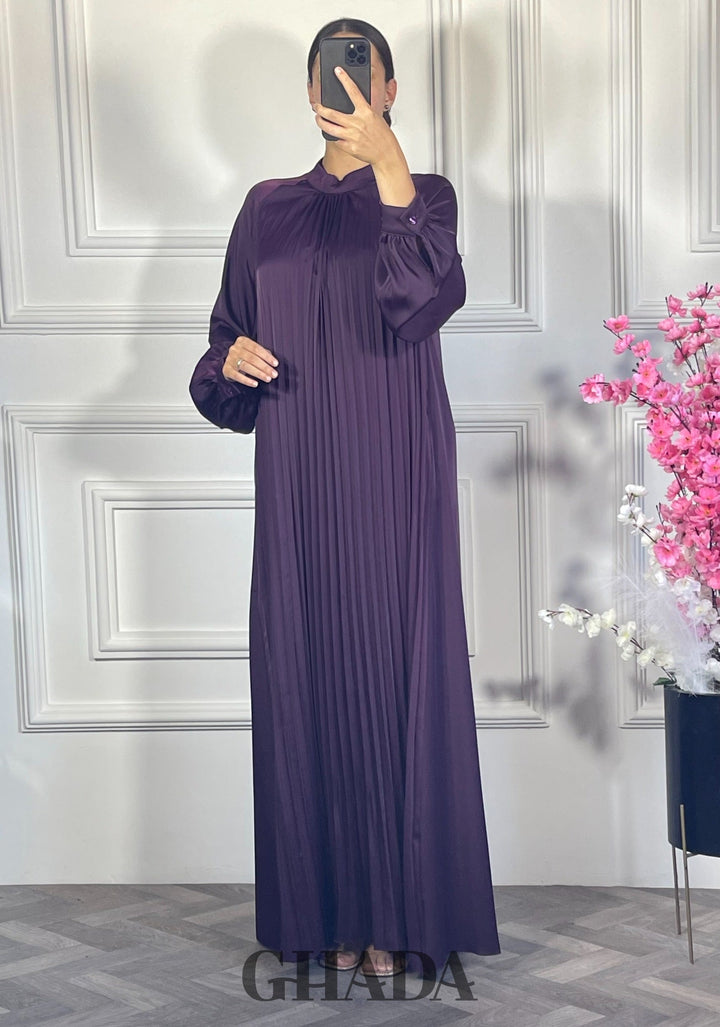 Robe longue plissée - Mauve