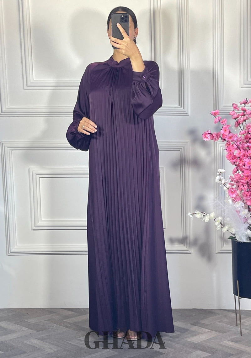Robe longue plissée - Mauve