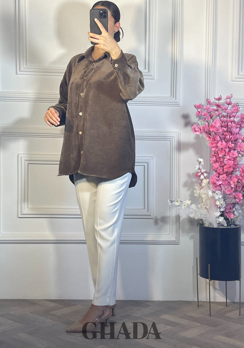 Chemise en velours côtelé - marron