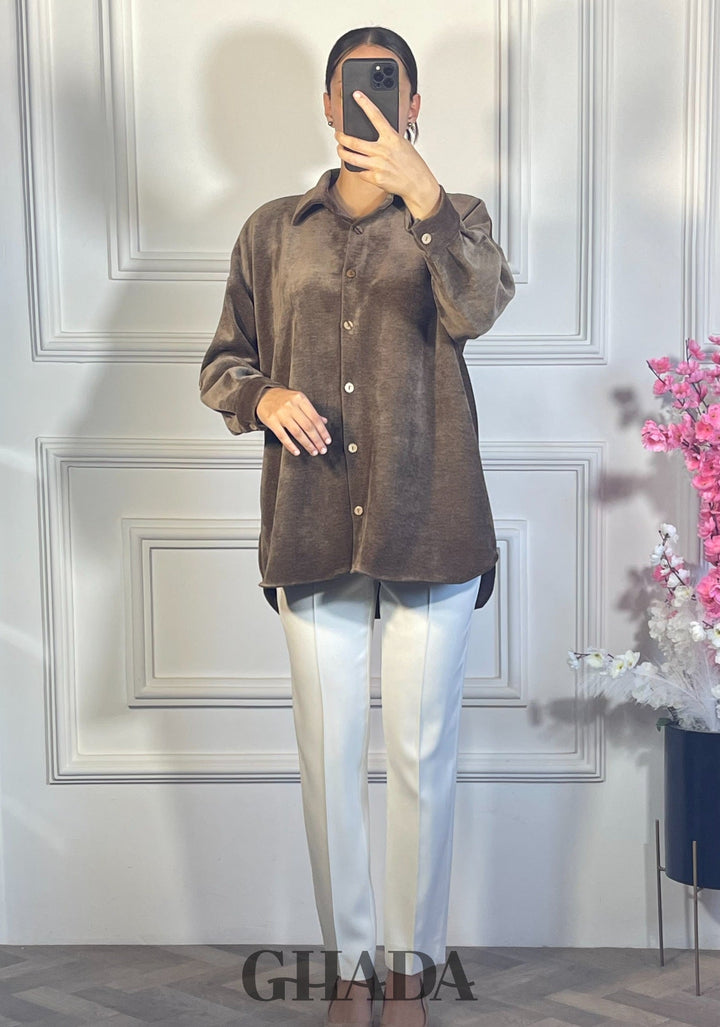 Chemise en velours côtelé - marron