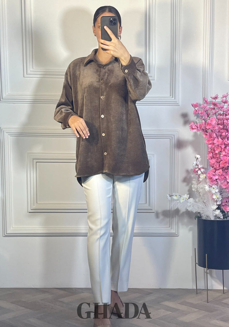 Chemise en velours côtelé - marron
