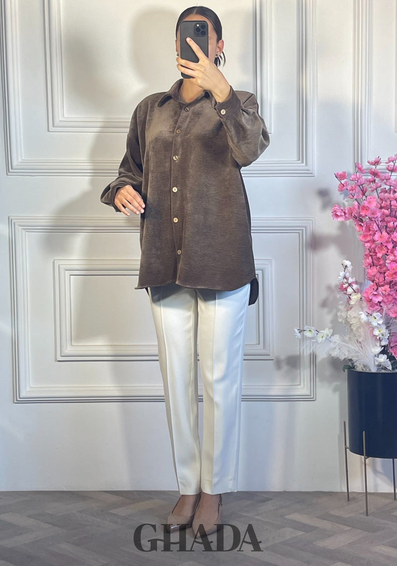 Chemise en velours côtelé - marron