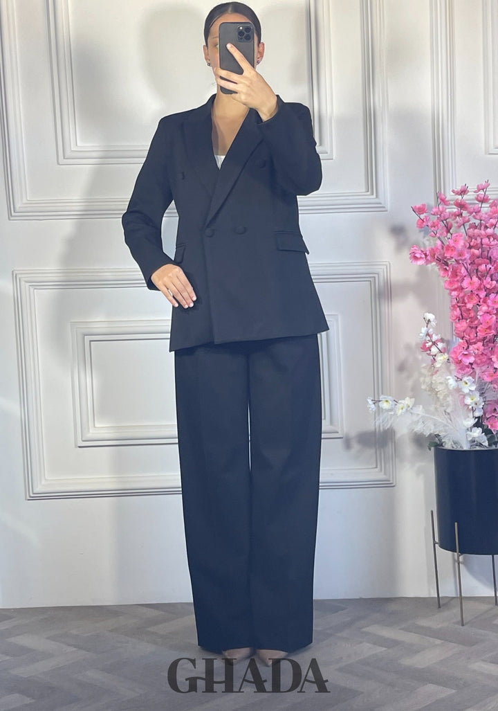 Ensemble tailleur avec blazer croisé - Noir