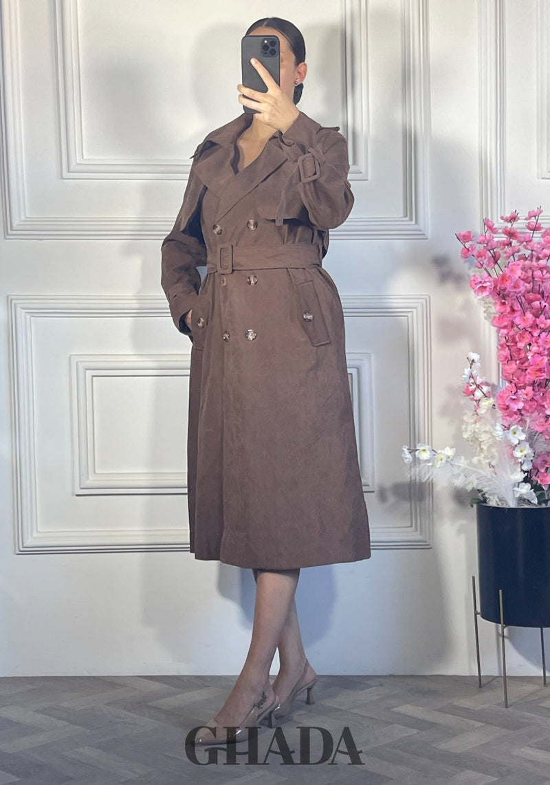 Trench long boutonné - Marron