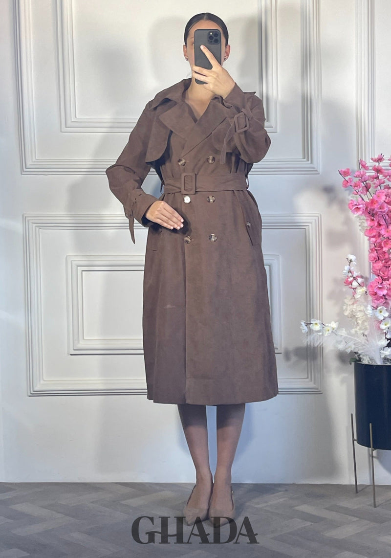Trench long boutonné - Marron