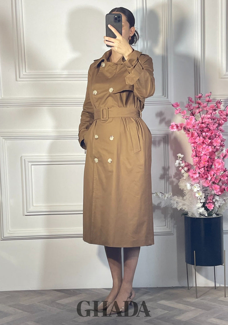 Trench-coat long double boutonnage - Camel