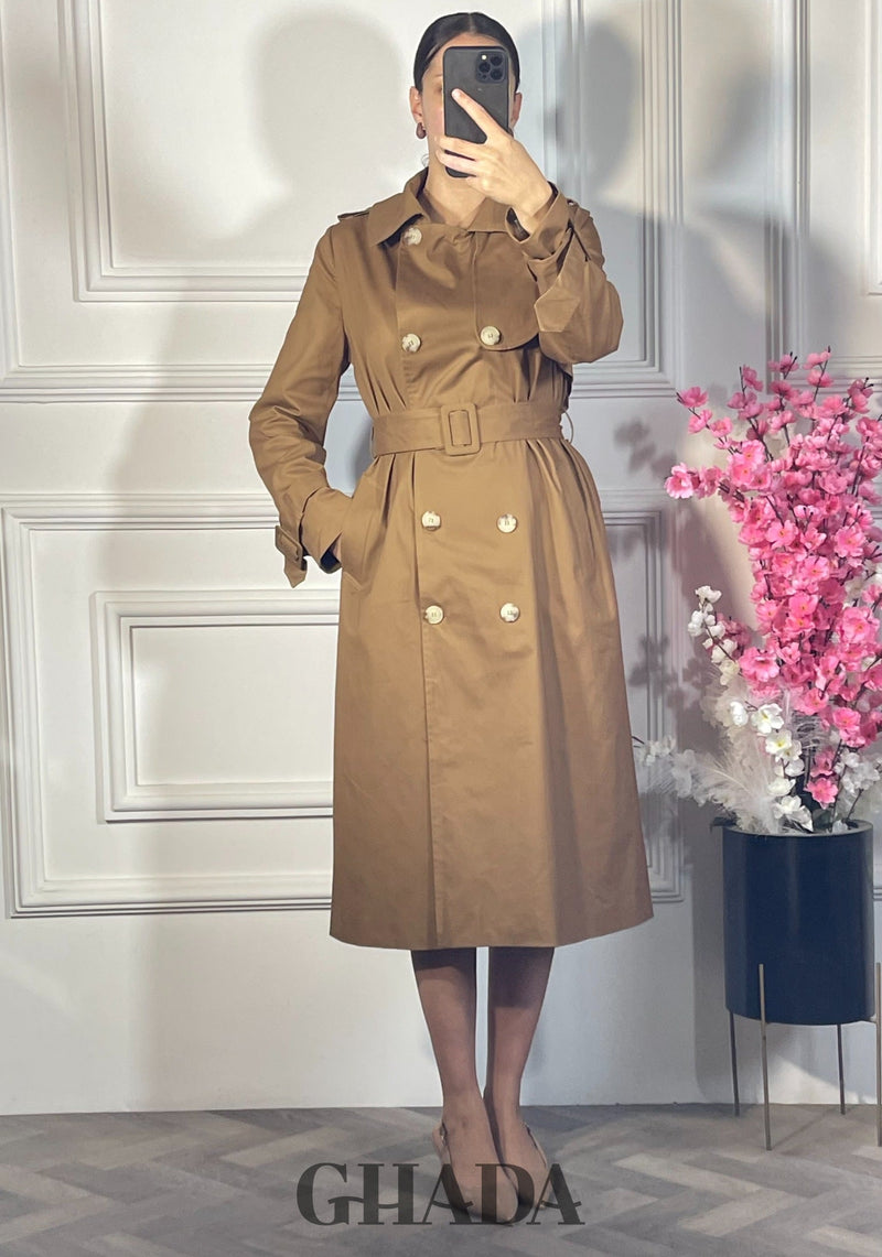 Trench-coat long double boutonnage - Camel