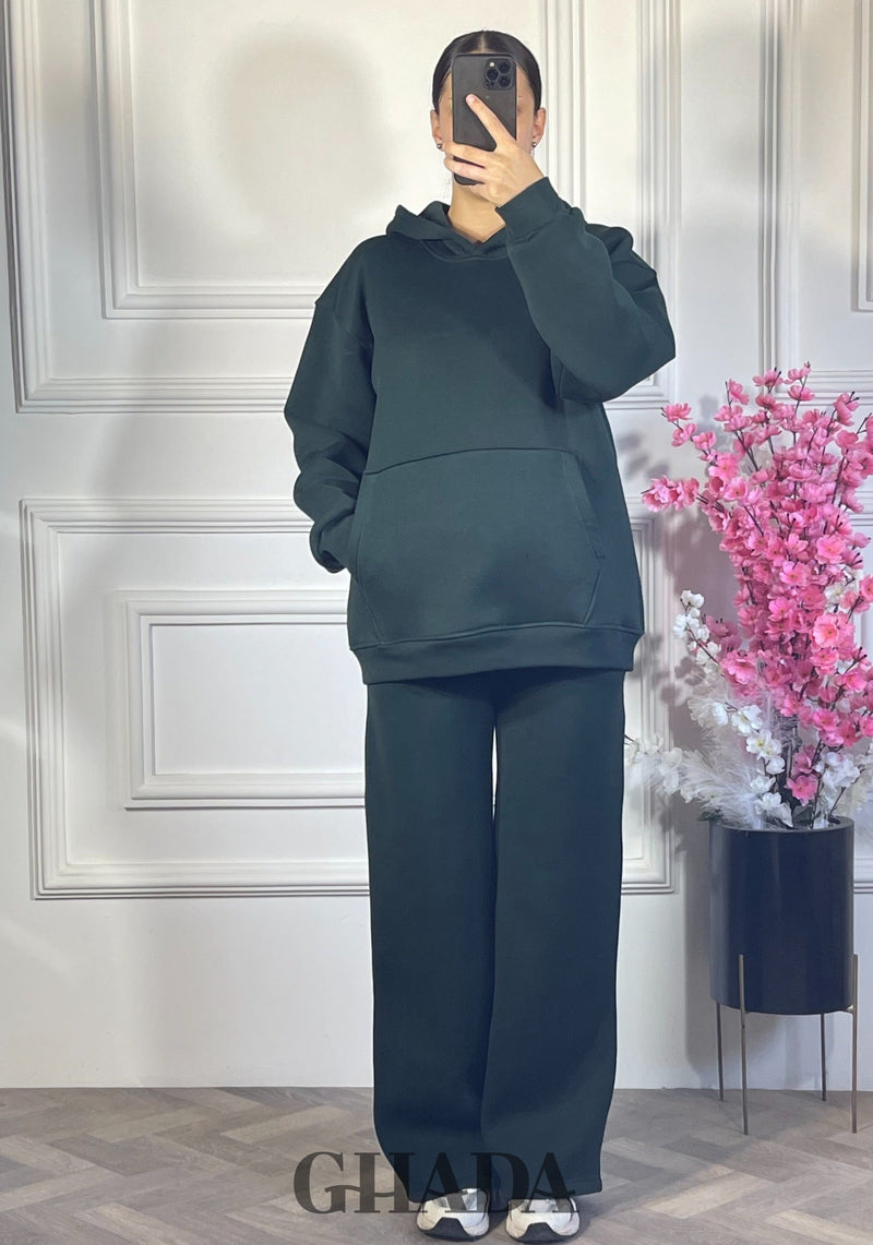 Ensemble survêtement à capuche - Vert bouteille