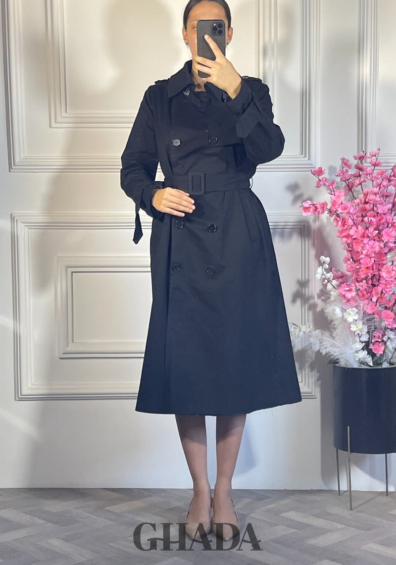Trench-coat long double boutonnage - Noir