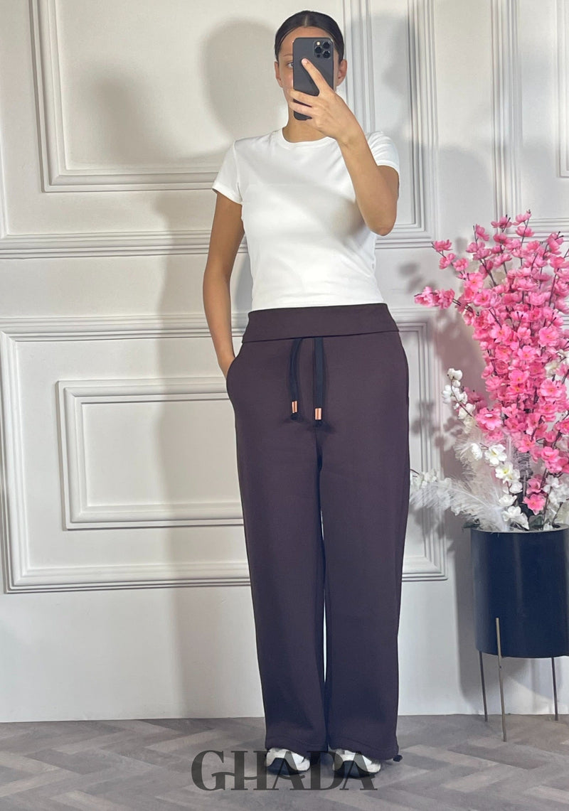 Pantalon wide leg - Marron chocolat