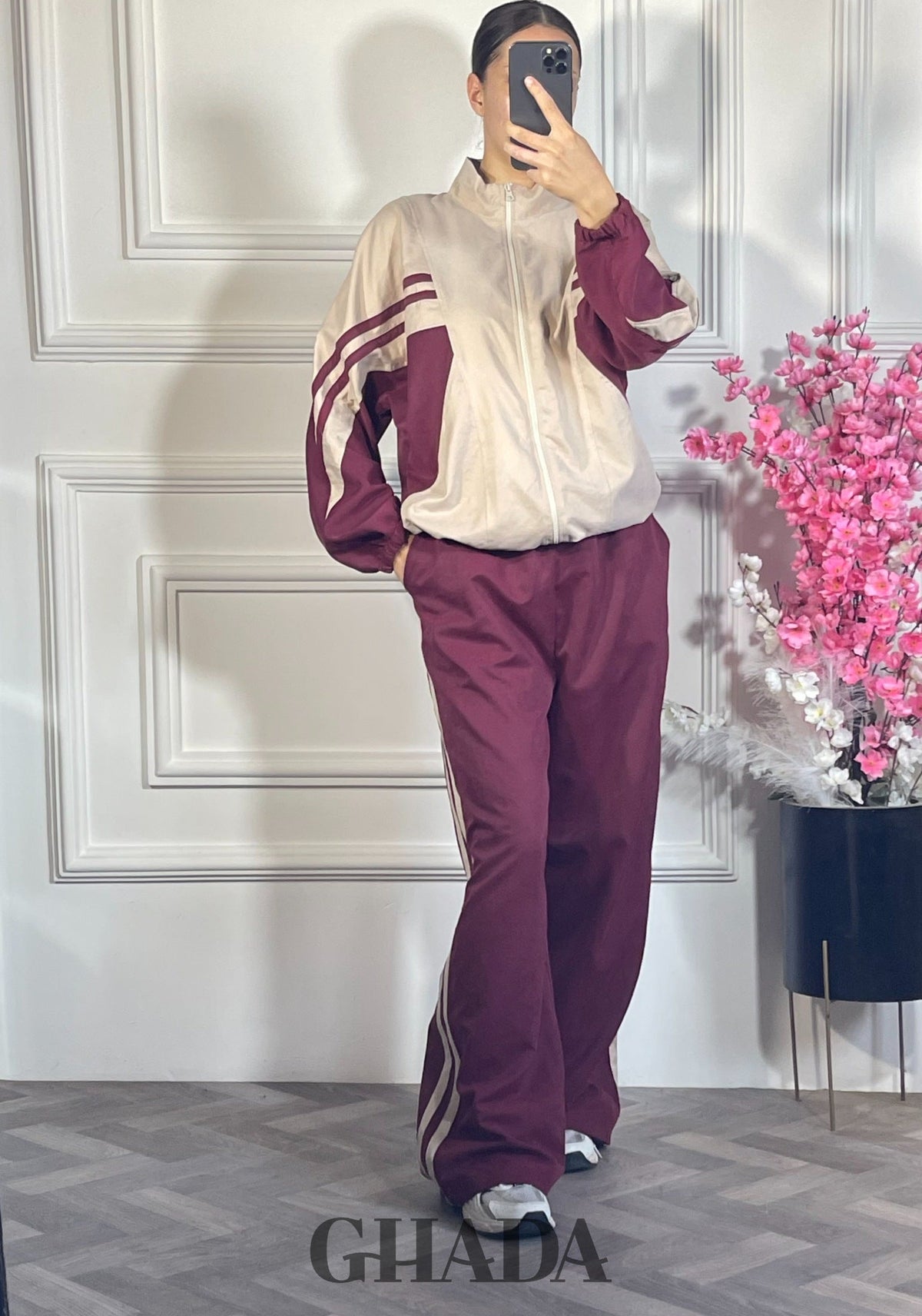 Ensemble survêtement oversize - Bordeaux vue de dos - pull femme - GHADA FASHION