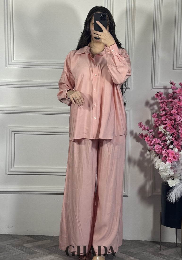 Ensemble avec pantalon en rose poudré